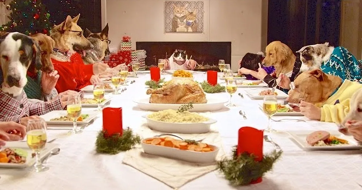 These Dogs Were Invited for a Christmas Dinner. Wait Till You See Who the Host Is...Hilarious!