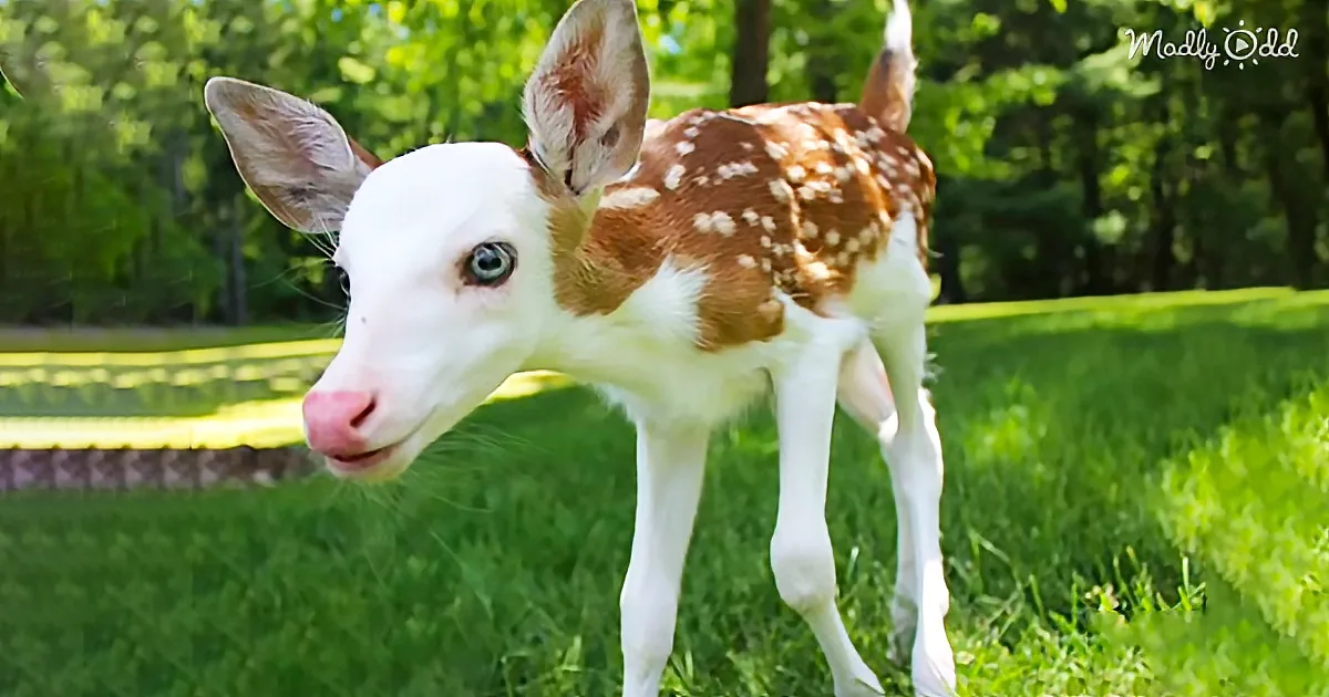 Rare White-Faced Fawn Rejected by Mother Gets New Chance at Life