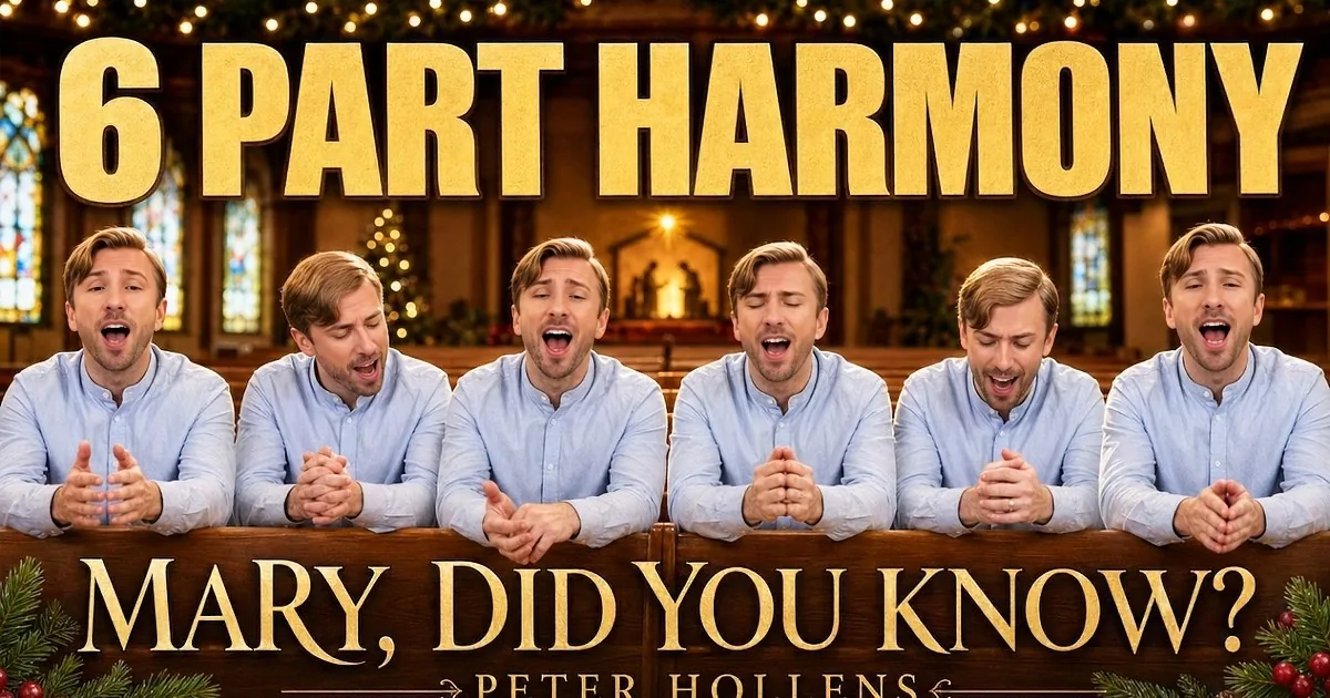 A man in a church with multiple identical images of him, all in prayer positions.