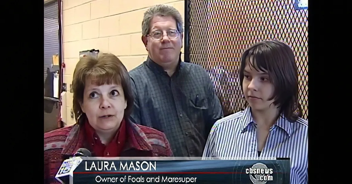 Laura Mason, owner of Foals and Maresuper, is being interviewed by CBS News.