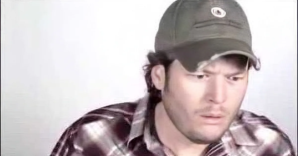 A person wearing a plaid shirt and a cap, with a blurred face, appears in multiple overlapping sections.