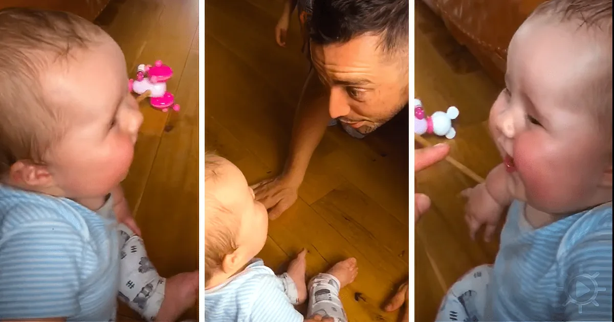 Dad Has Cute Baby in Hysterics, Then Loses It When His Son Sounds Like a Sheep
