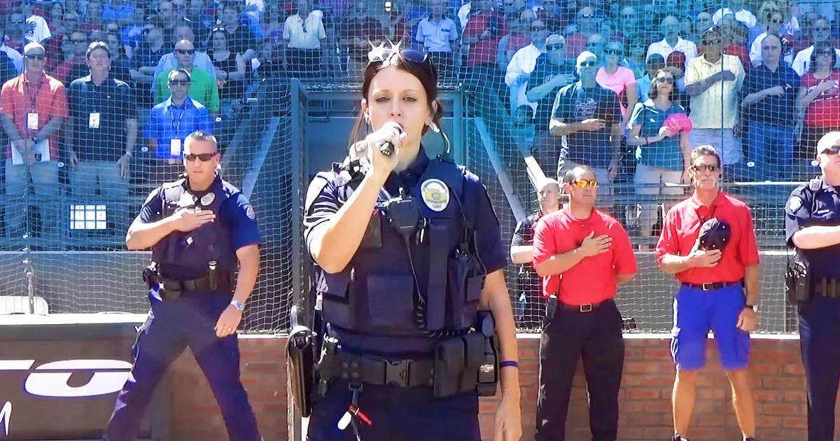Cop Stuns Stadium With Her ''Star Spangled Banner''