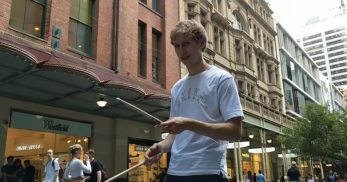 Aussie Drummer Shows Remarkable Talent With Drumsticks and Bucket