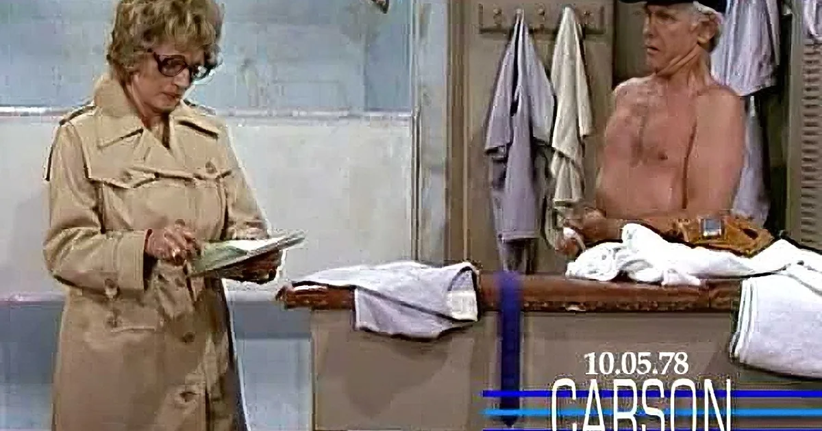 Betty White & Johnny Carson in Hilarious Skit, ''Female Reporter in Locker Room''