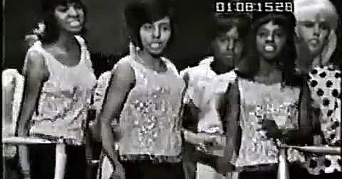 Three women in sleeveless tops smile and pose together in a black-and-white image.