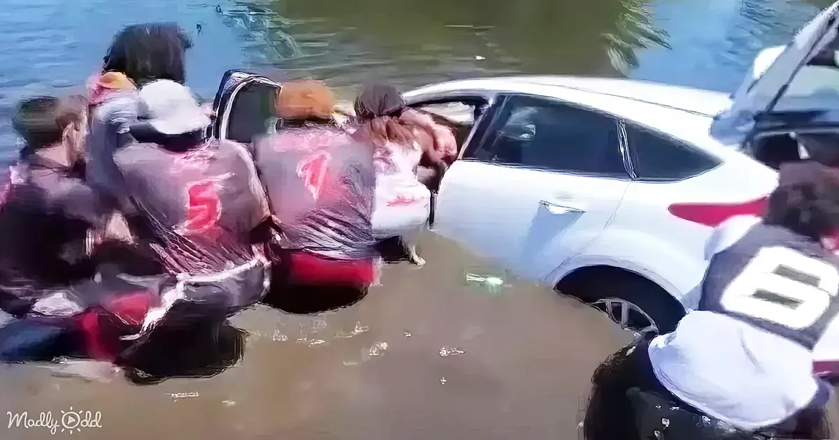 Flag Football Heroes Save Man From Sinking Car in Pond