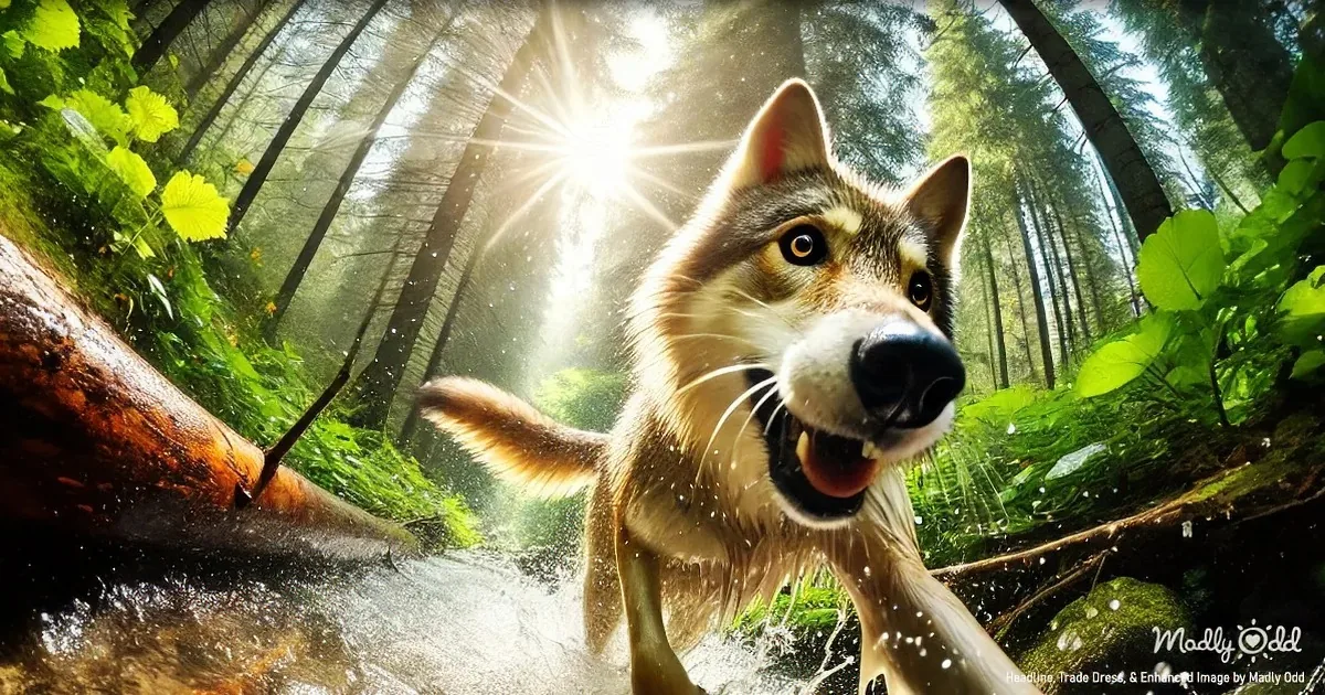 Lone Wolf's Collar Cam Captures Playful Day of Forest Fun