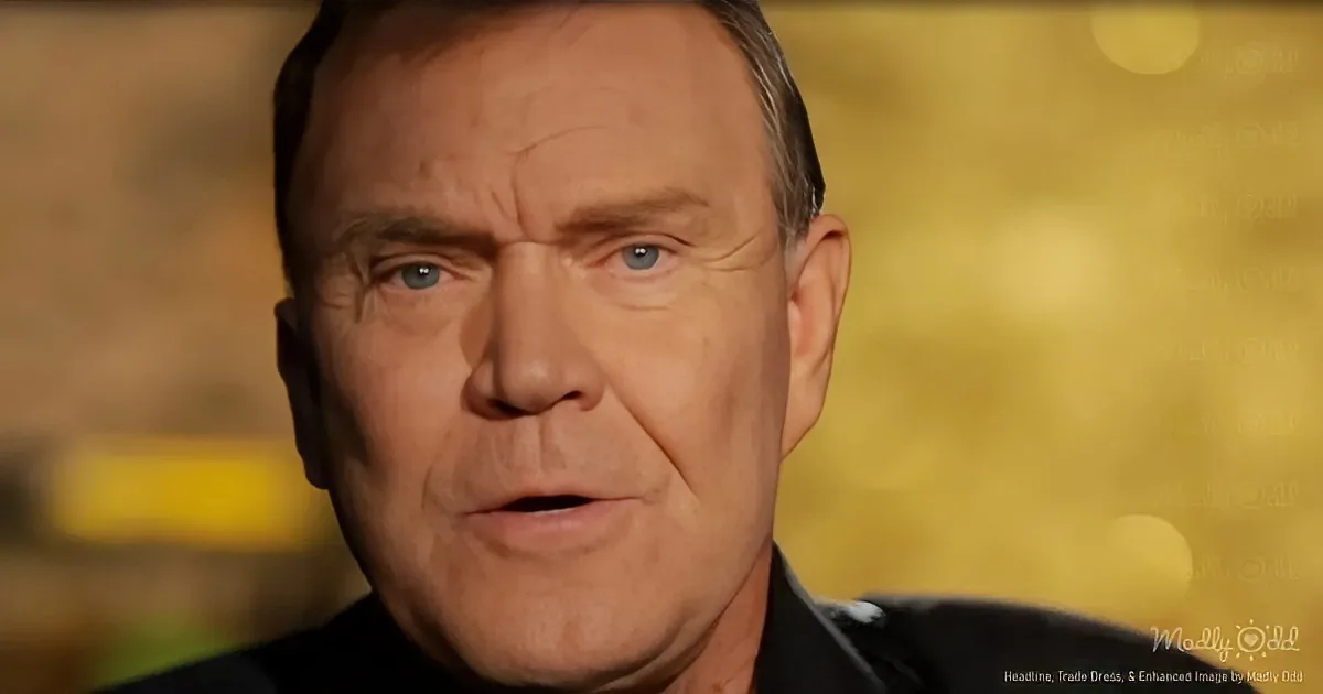 A man with blue eyes and a serious expression, wearing a black shirt, is the main subject.