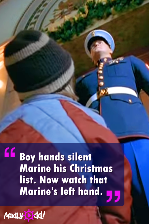 Adorable Boy Hands Silent Marine His Christmas List. Now Watch That Marine’s Left Hand…