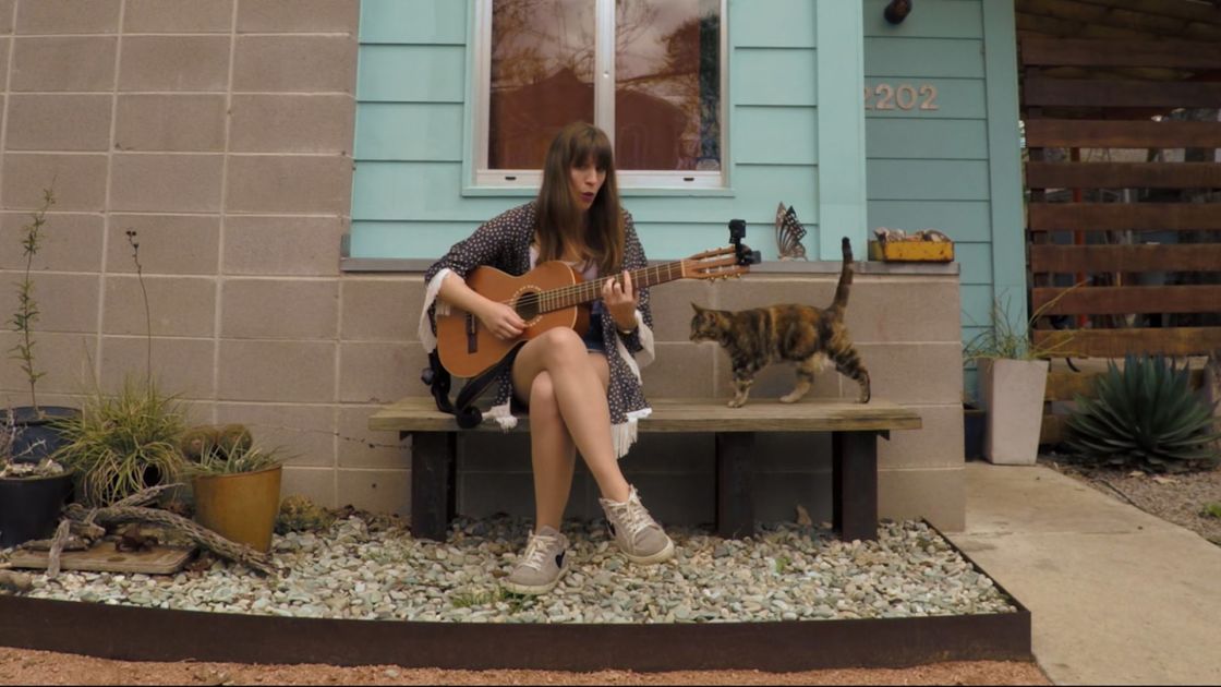 She Starts Singing And Playing Guitar, But Keep Your Eyes On The Kitty