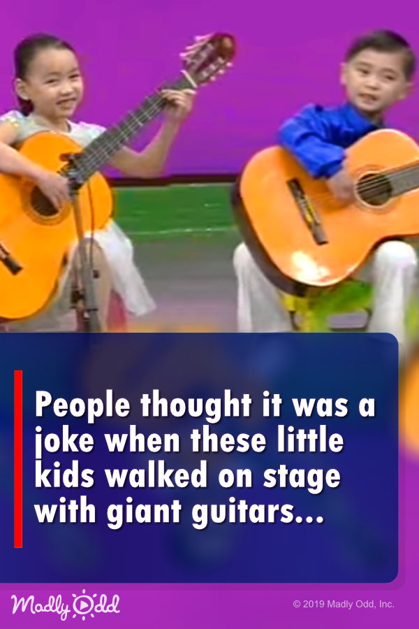 People thought it was a joke when these cute kids walked on stage holding giant guitars. But then…!