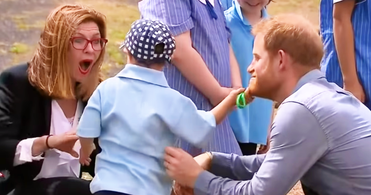 Boy grabs Prince Harry's Beard