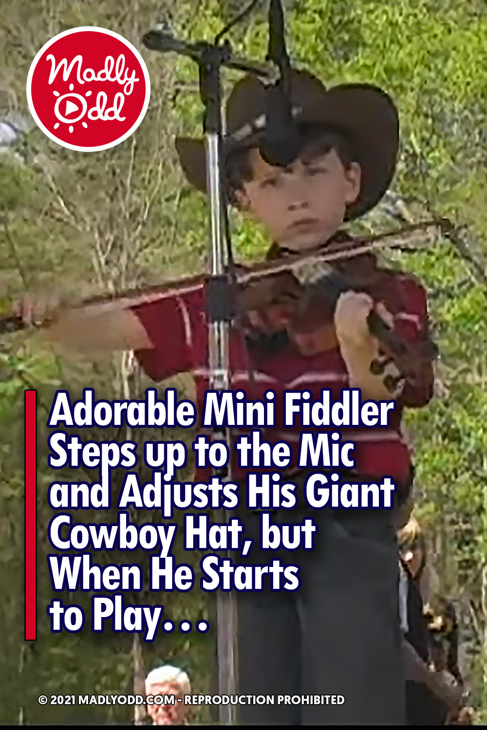 Adorable Mini Fiddler Steps up to the Mic and Adjusts His Giant Cowboy Hat, but When He Starts to Play...