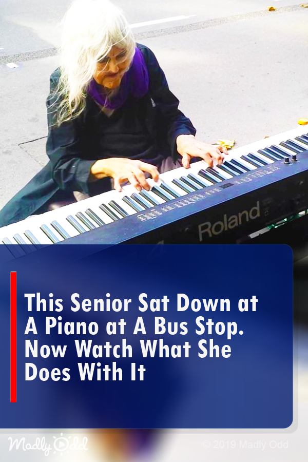 This Senior Sits Down at A Piano at A Bus Stop. Now Watch What She Does With It