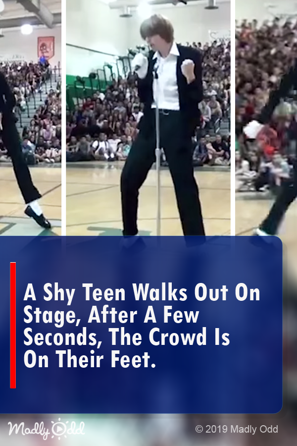 Shy Teen Walks Out On Stage, After a Few Seconds, the Crowd Is On Their Feet