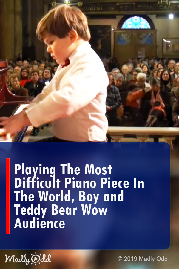 Playing the Most Difficult Piano Piece in The World, Boy and Teddy Bear Wow Audience