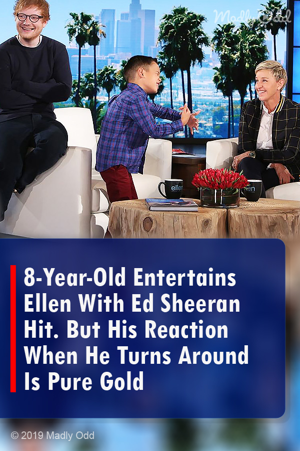 8-Year-Old Entertains Ellen With Ed Sheeran Hit. But His Reaction When He Turns Around Is Pure Gold