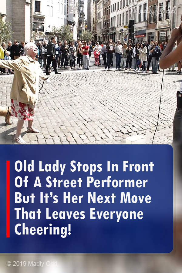 Old Lady Stops In Front Of A Street Performer But It’s Her Next Move That Leaves Everyone Cheering!