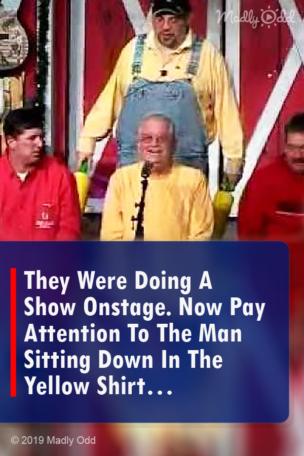 They Were Doing A Show Onstage. Now Pay Attention To The Man Sitting Down In The Yellow Shirt…