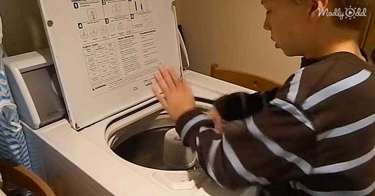 10-Year-Old Plays Drum Solo Using Washing Machine