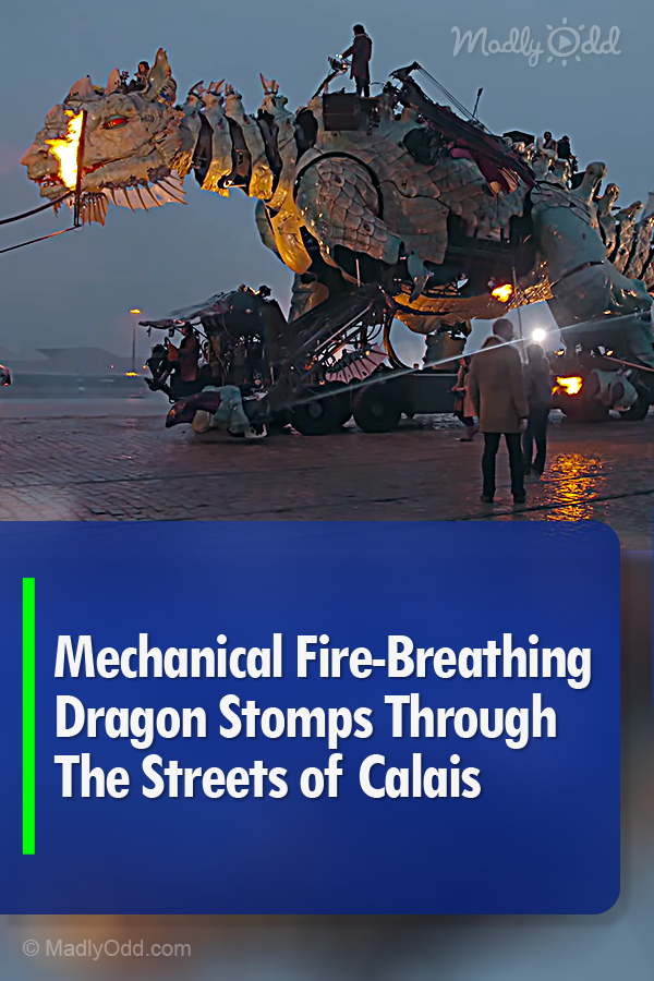 Mechanical Fire-Breathing Dragon Stomps Through The Streets of Calais