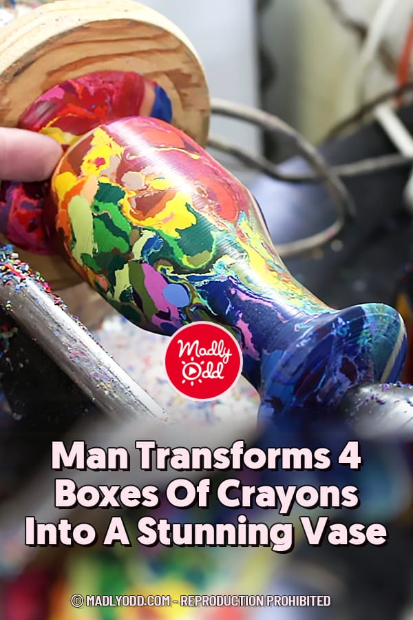 Man Transforms 4 Boxes Of Crayons Into A Stunning Vase