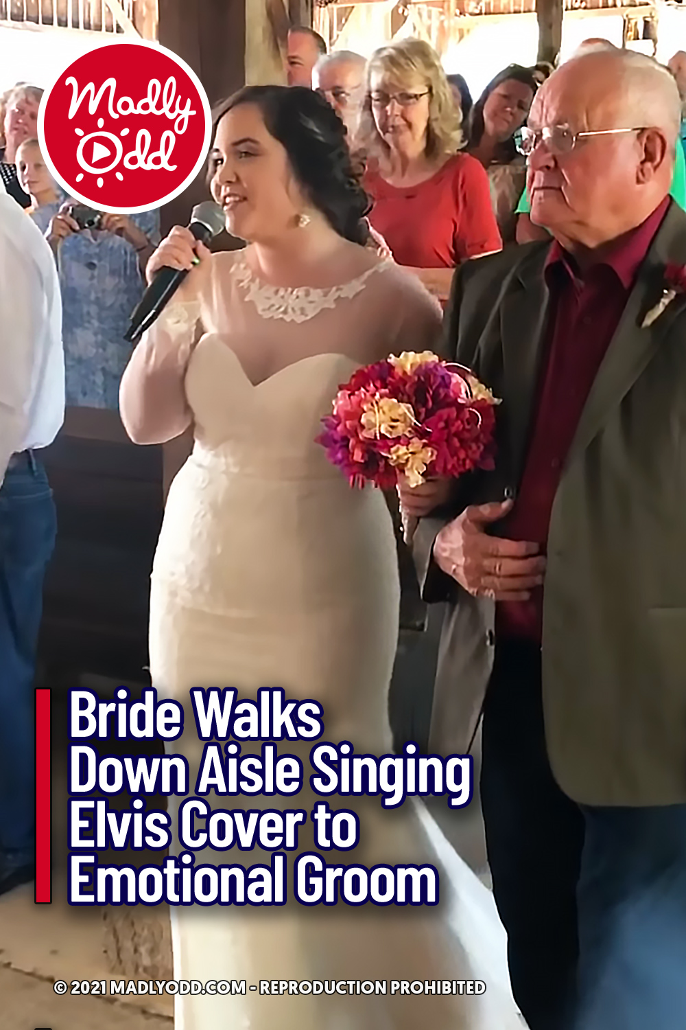 Bride Walks Down Aisle Singing Elvis Cover to Emotional Groom