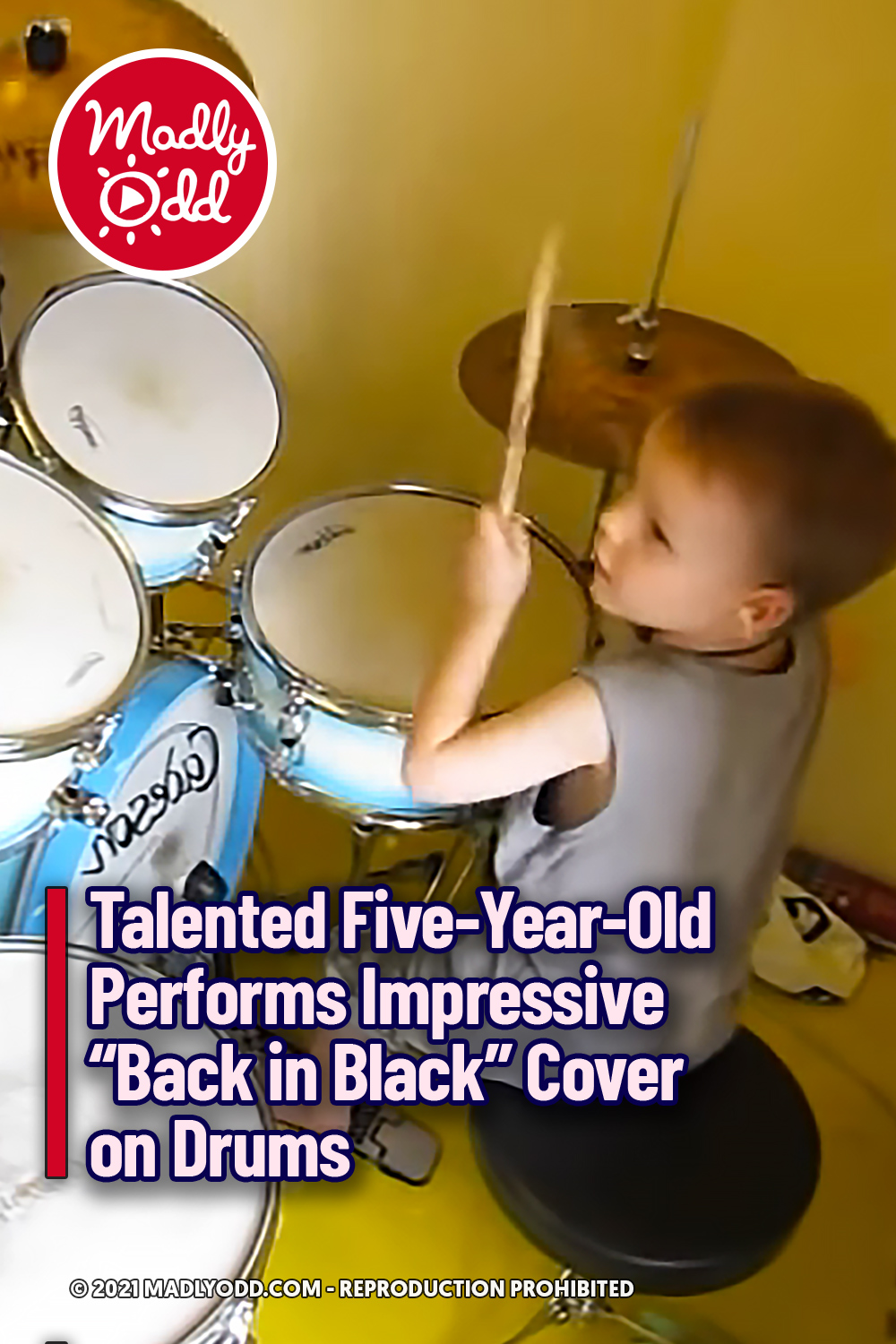 Talented Five-Year-Old Performs Impressive “Back in Black” Cover on Drums