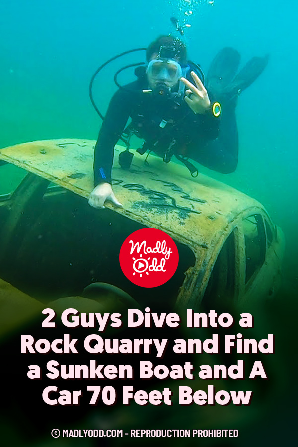 2 Guys Dive Into a Rock Quarry and Find a Sunken Boat and A Car 70 Feet Below
