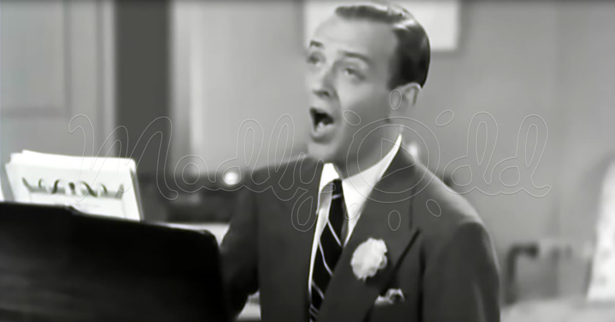 Fred Astaire sings charmingly in a timeless movie scene