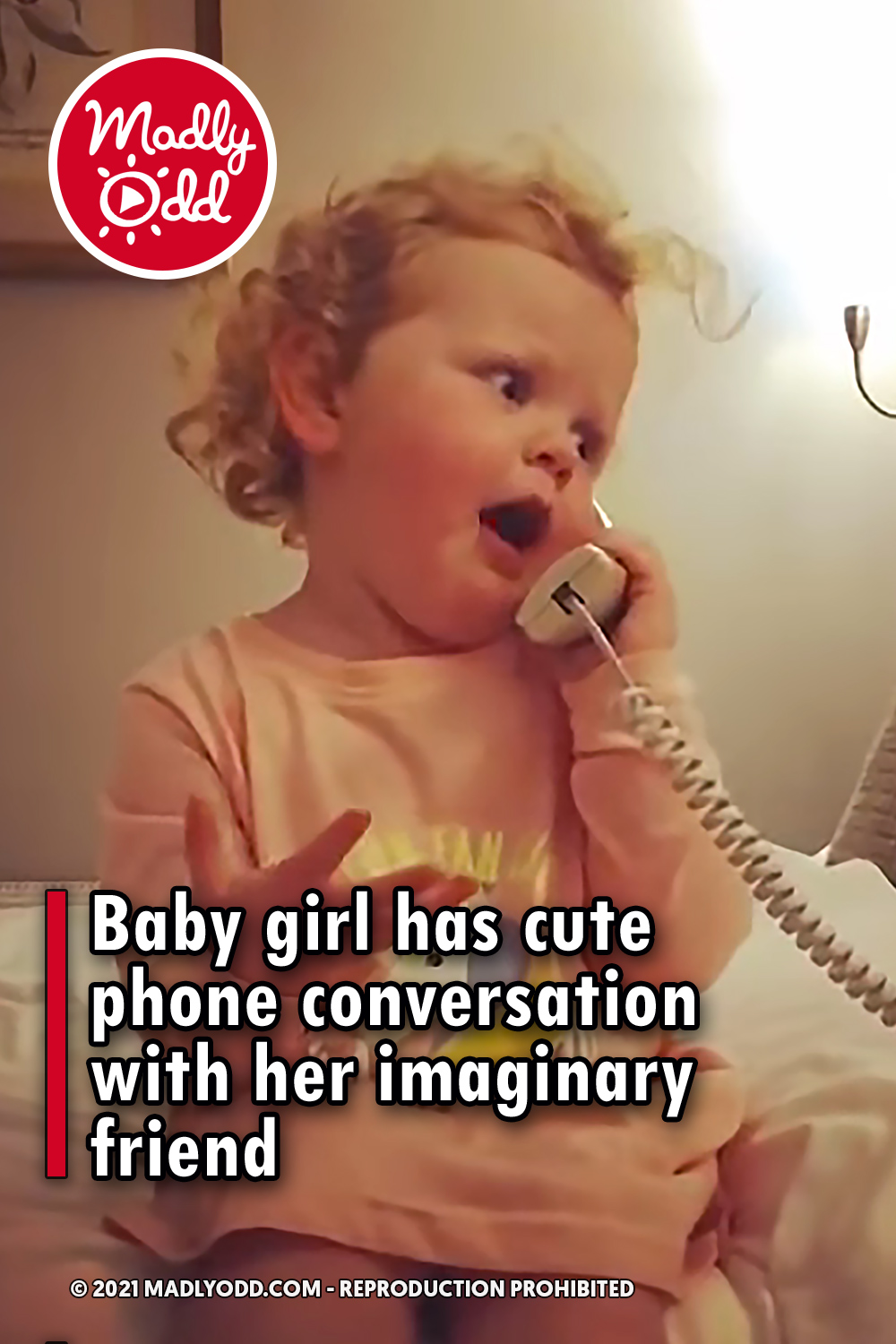 Baby girl has cute phone conversation with her imaginary friend