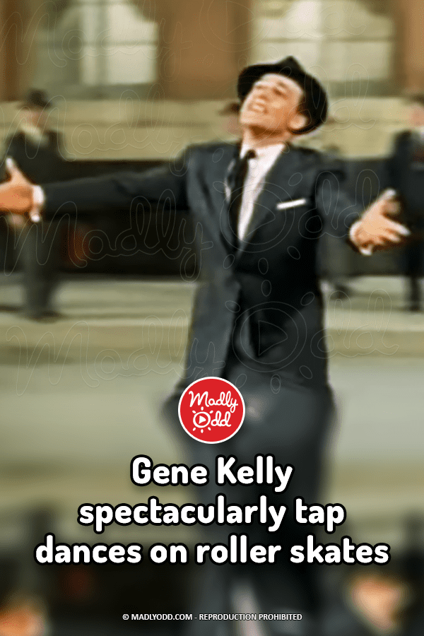 Gene Kelly spectacularly tap dances on roller skates