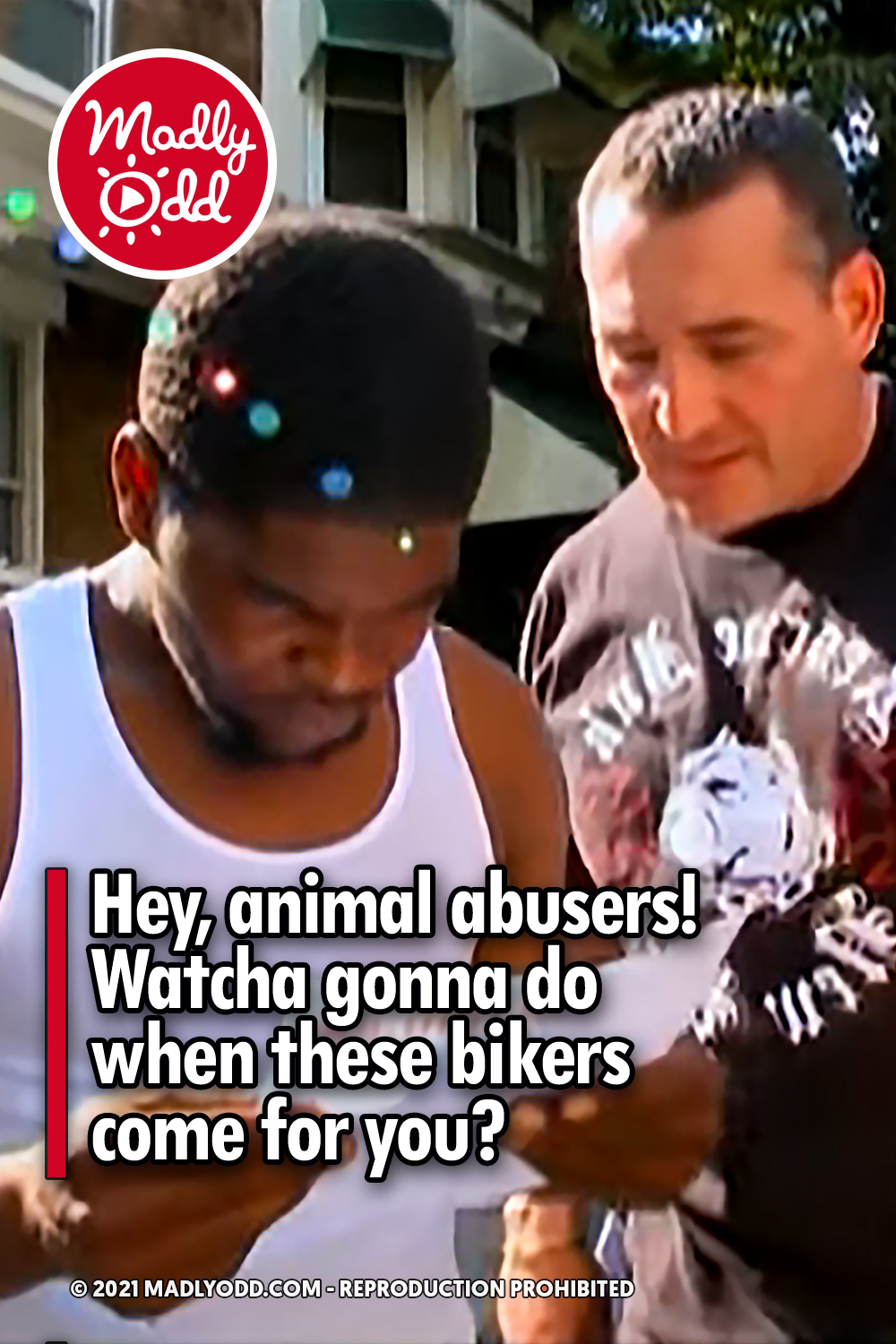 Hey, animal abusers! Watcha gonna do when these bikers come for you?