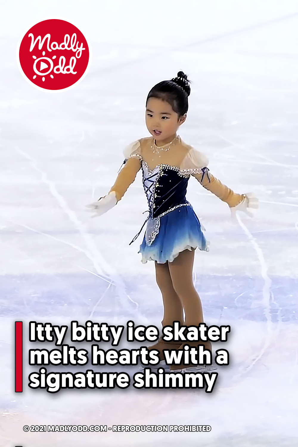 Itty bitty ice skater melts hearts with a signature shimmy