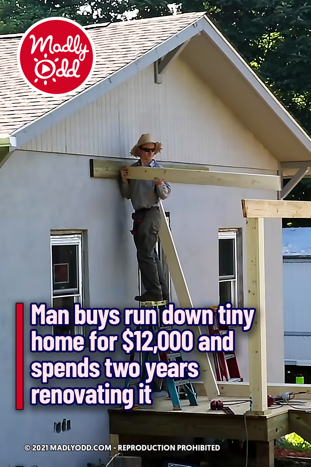 Man buys run down tiny home for $12,000 and spends two years renovating it