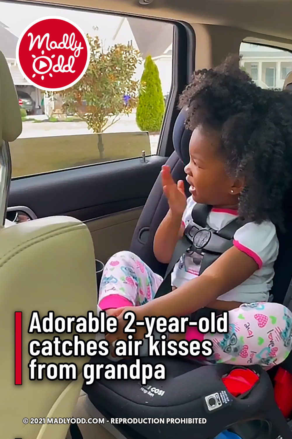 Adorable 2-year-old catches air kisses from grandpa