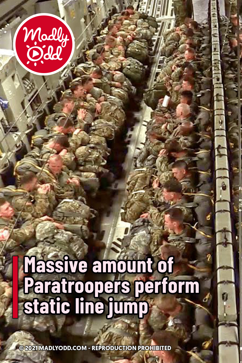 Massive amount of Paratroopers perform static line jump