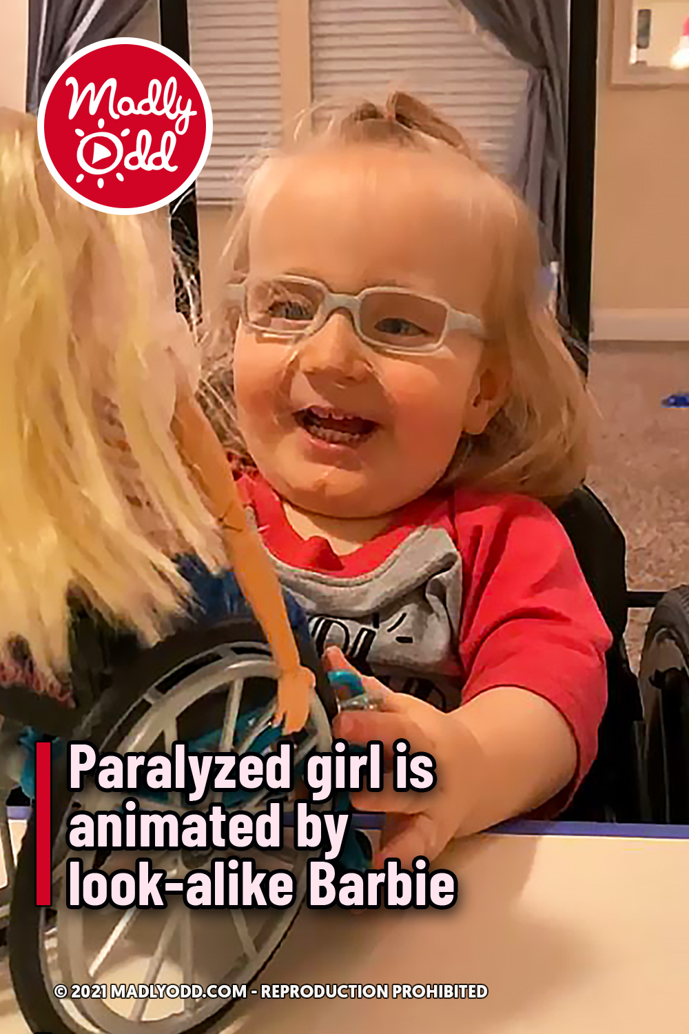 Paralyzed girl is animated by look-alike Barbie