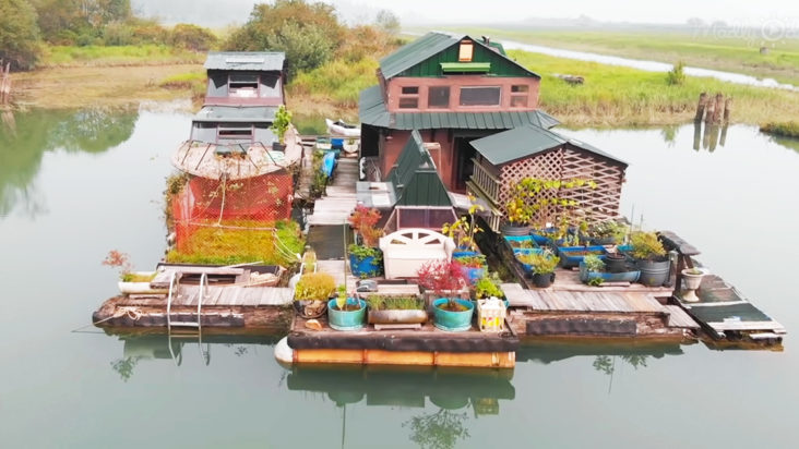 man has been living off-grid on an island he built himself