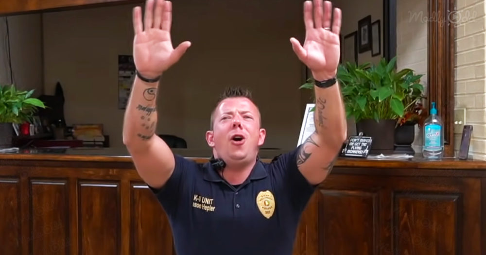 Christian police-officer lip syncing on ‘I Can Only Imagine’ with K9 partner