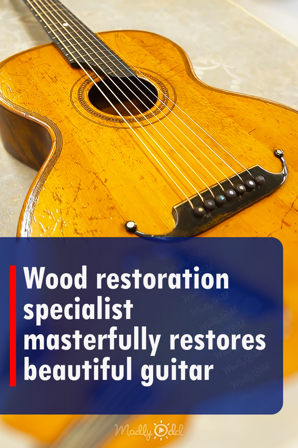 Wood restoration specialist masterfully restores beautiful guitar