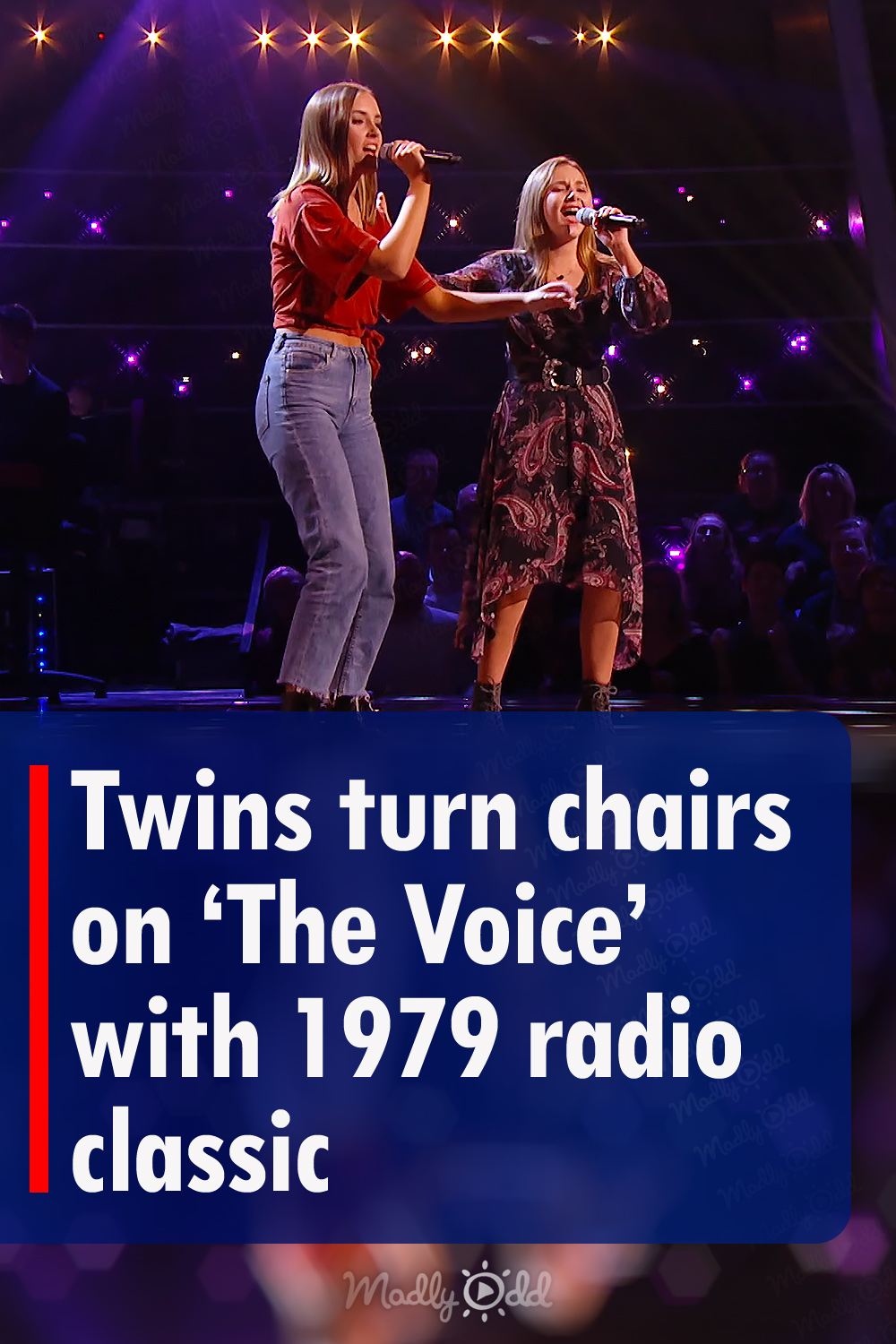 Twins turn chairs on \'The Voice\' with 1979 radio classic