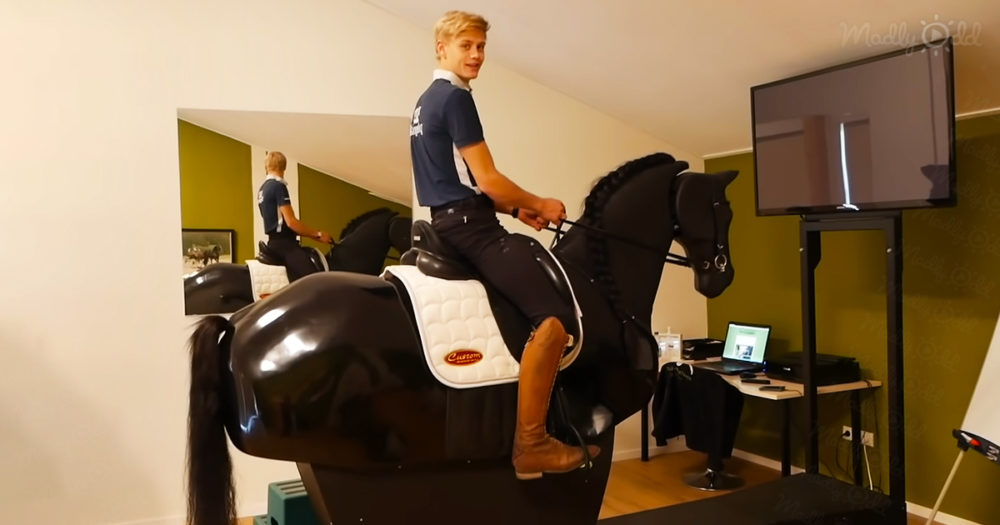 Riding a horse simulator