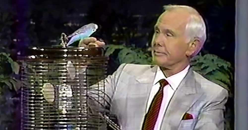 Johnny Carson and talking parakeet