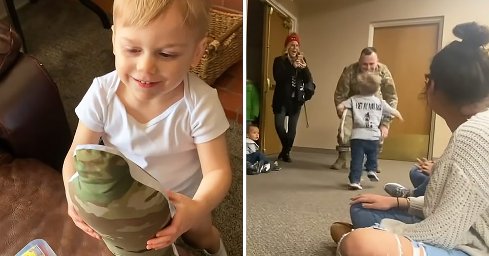 Military dad and his son