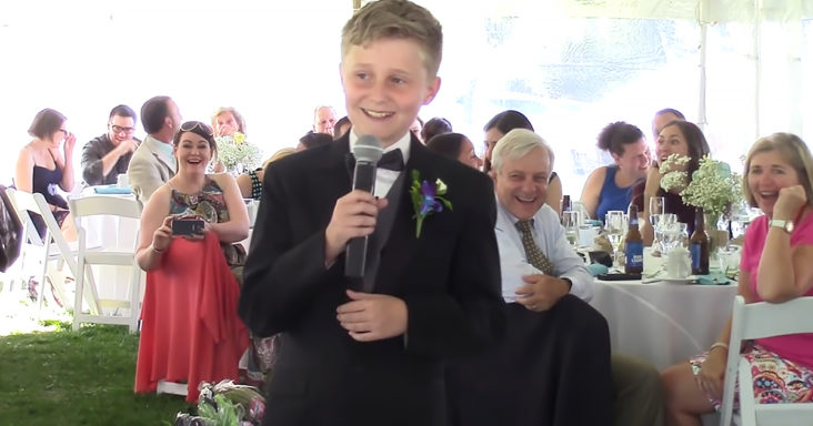 11-year-old boy giving best man speech
