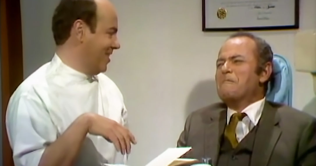 Tim Conway's antics at the dentist's clinic have Harvey Korman in stitches