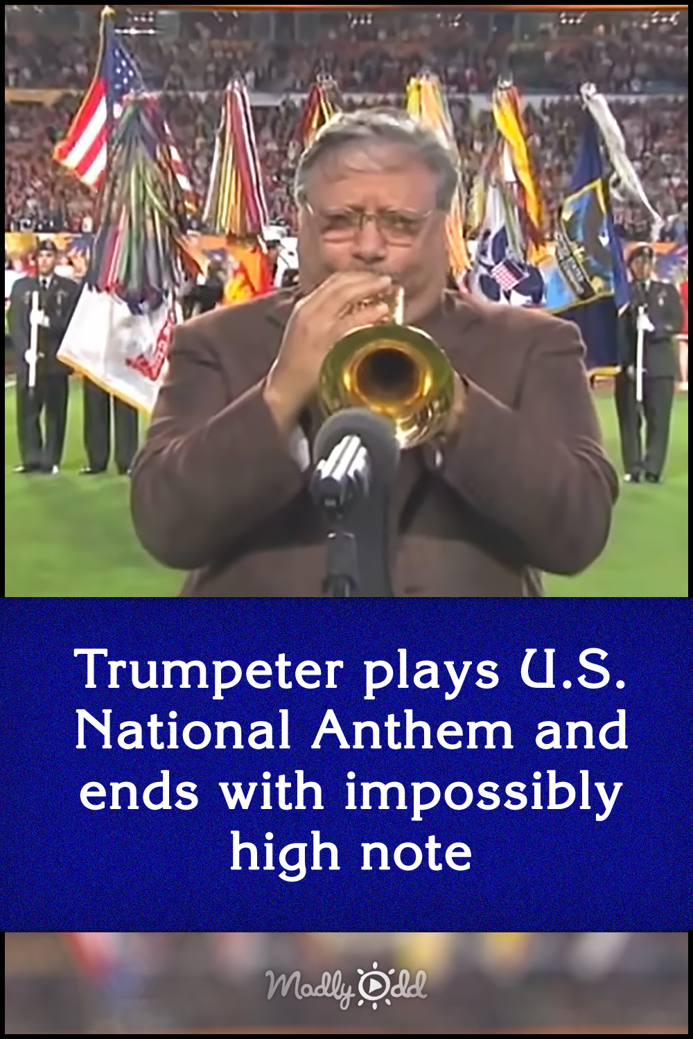 Trumpeter plays U.S. National Anthem and ends with impossibly high note