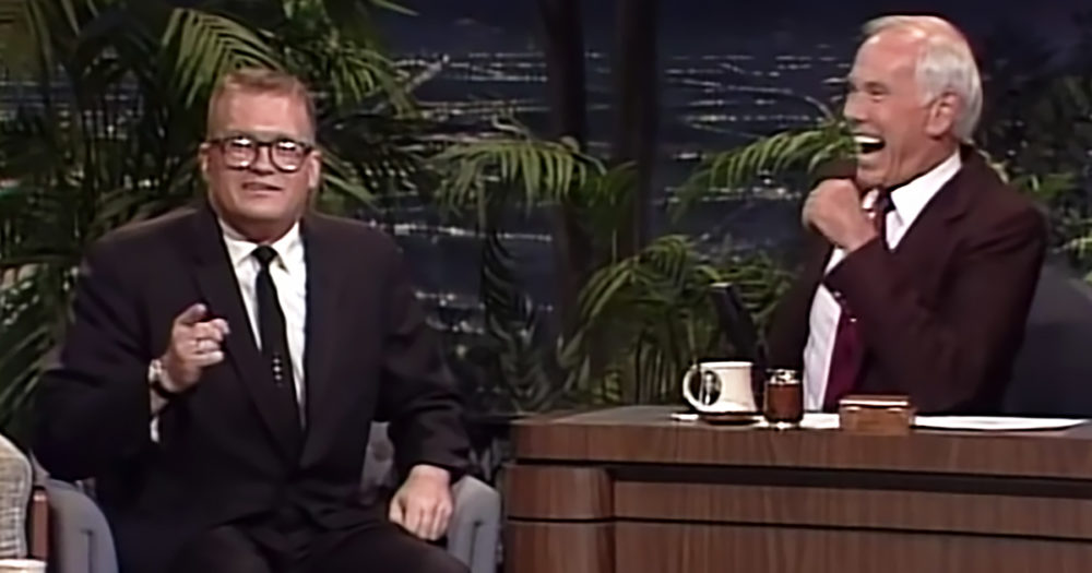 Drew Carey and Johnny Carson
